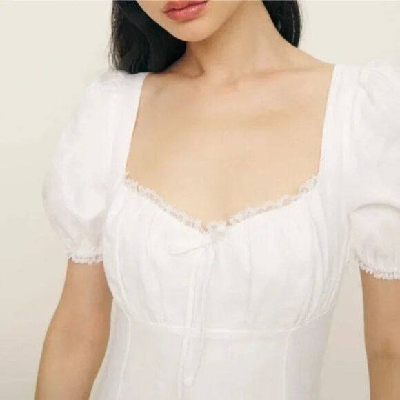 Reformation Cherise Linen Midi Long Dress NWT White Size 6 - Picture 7 of 13